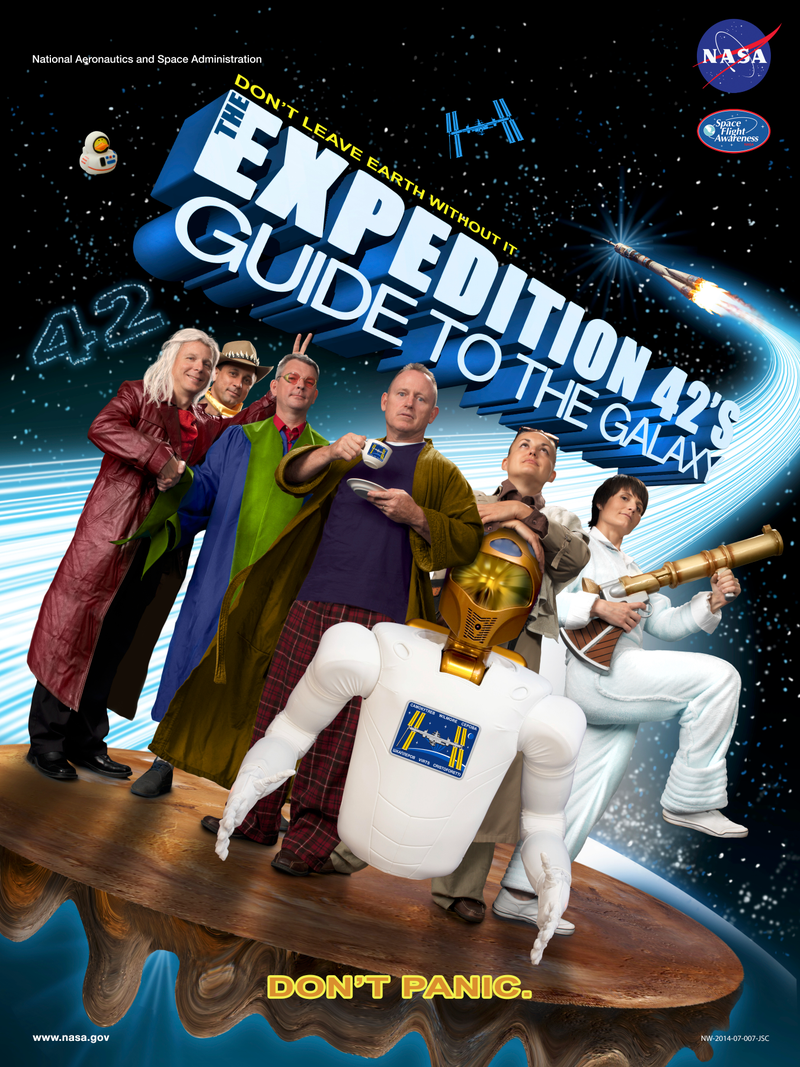 Illustration for article titled ISS Astronauts Recreate Hitchhiker's Guide To The Galaxy Poster